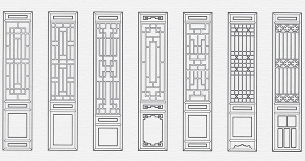 神湾镇常用中式仿古花窗图案隔断设计图