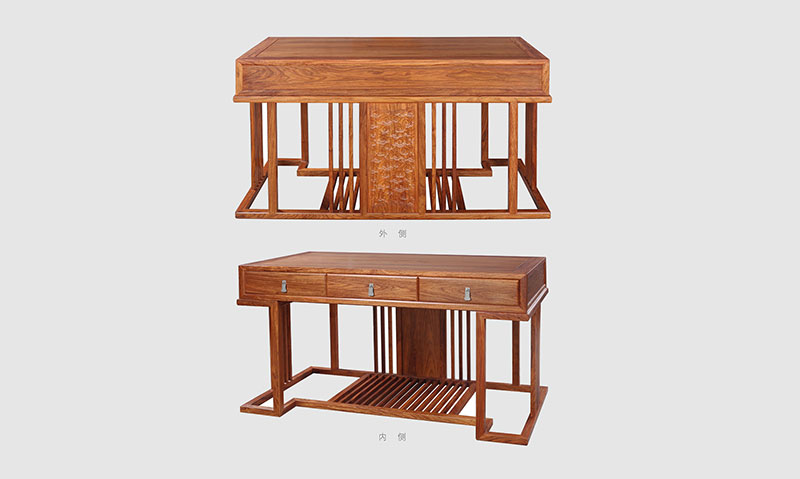 神湾镇 别墅中式家居书房装修实木书桌效果图